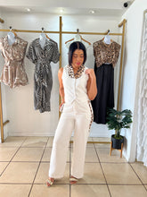 Load image into Gallery viewer, Ivory cheetah contrast trim pant suit
