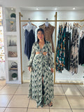 Pattern Mix Green Maxi Dress