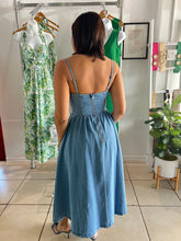 Load image into Gallery viewer, Denim bustier top midi dress
