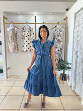 Load image into Gallery viewer, Worth everything denim midi dress
