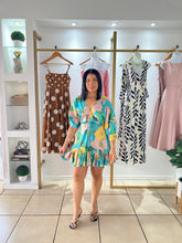 Load image into Gallery viewer, Aqua Green Tie Waist Mini Dress
