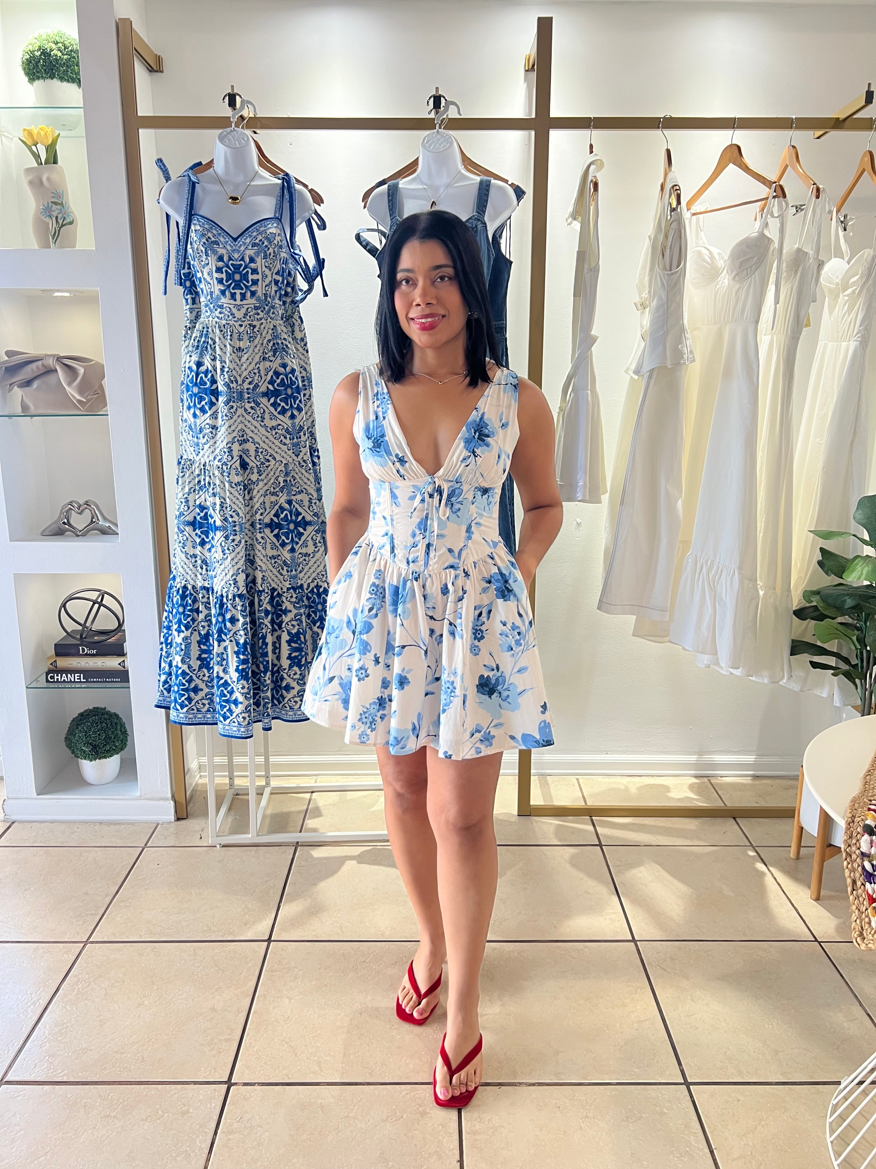 Blushed Blue Mini Dress