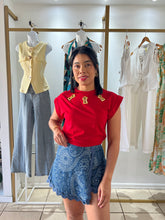 Load image into Gallery viewer, Julie Ric Rac Trim Denim Skort
