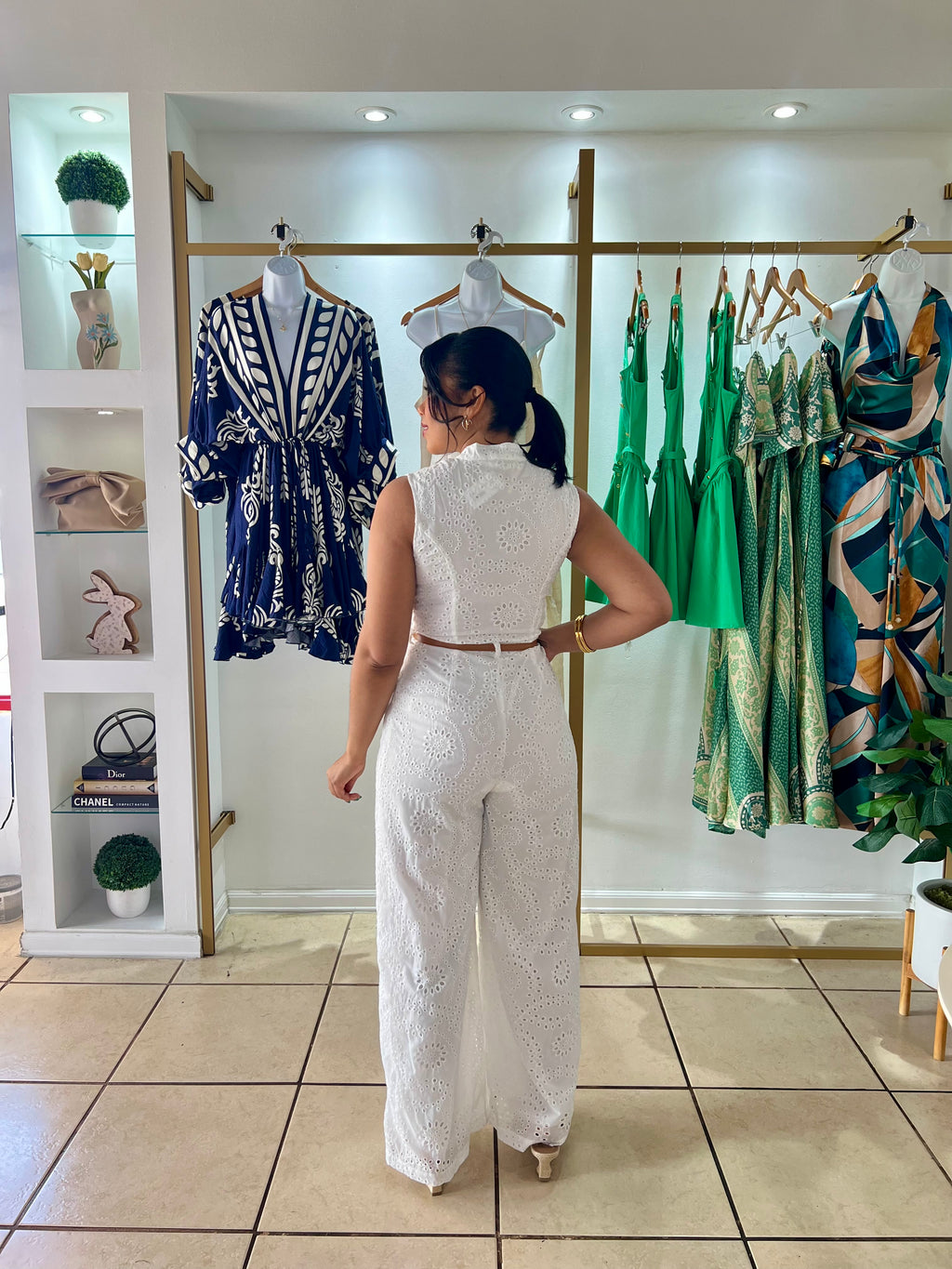 Lara White Eyelet Jumpsuit