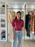 Berry Sequins Sweater Top