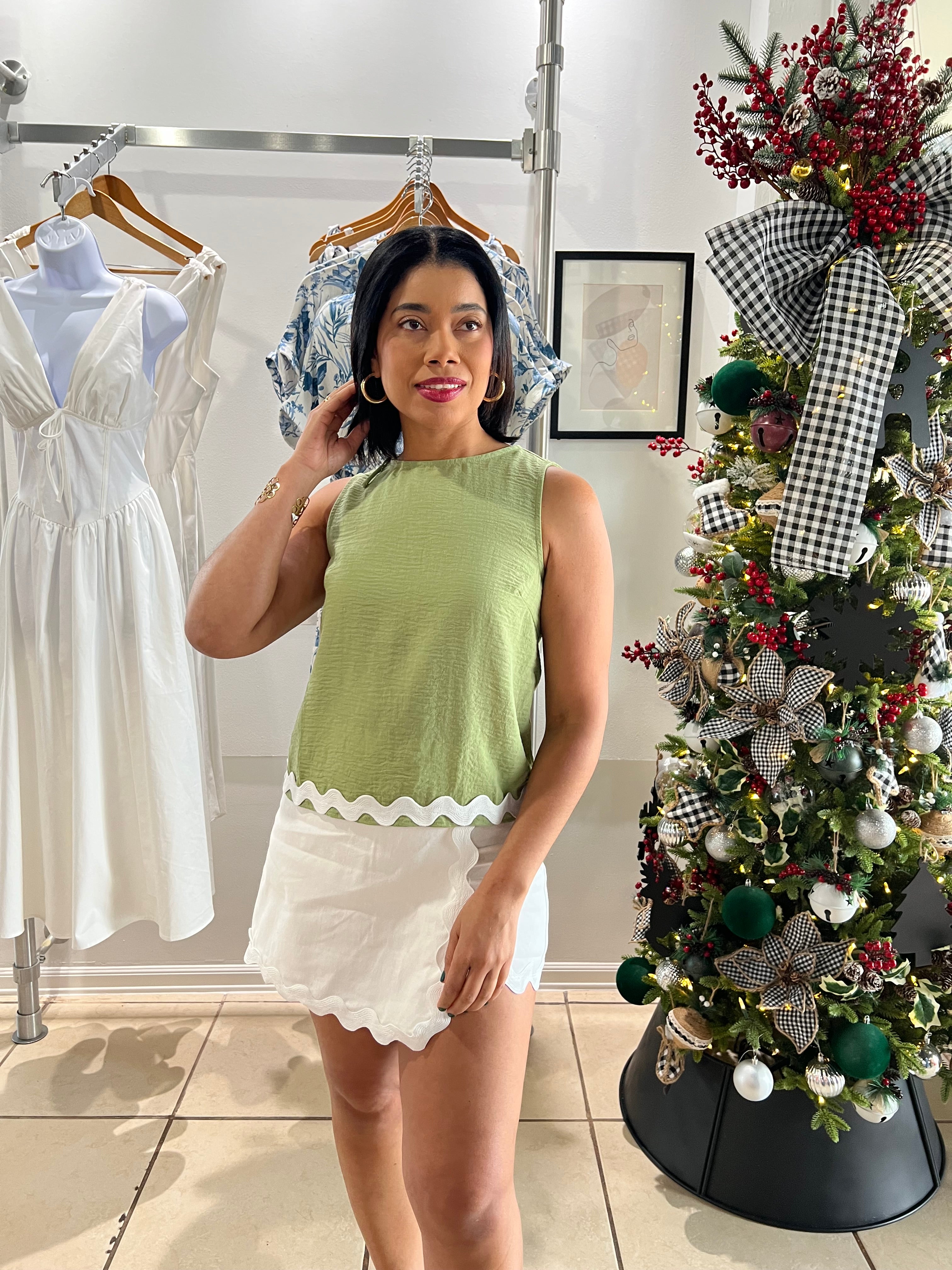 Sage ric rac top – Just Fabulous Boutique
