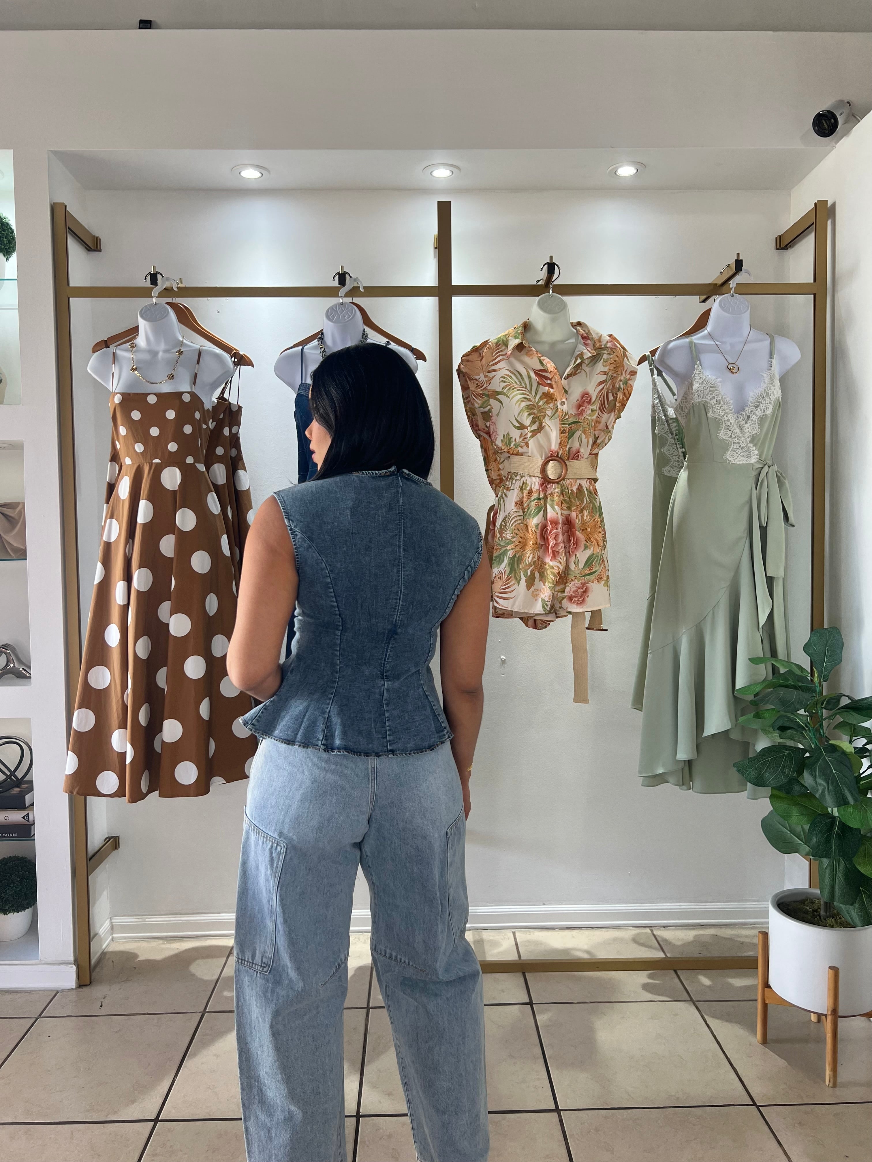 Denim Napoleon Style Peplum Top