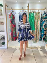 Load image into Gallery viewer, Tiara Navy Off White Mini Dress
