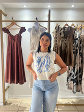 Load image into Gallery viewer, Cream Blue Fish Print Sweater Top
