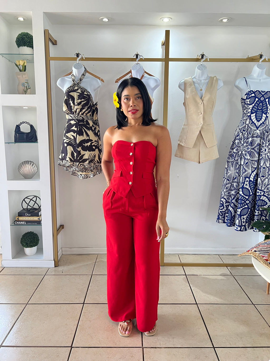 Lady in Red Pant Set