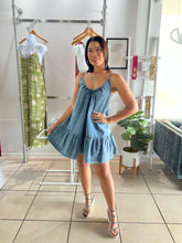 Load image into Gallery viewer, Denim washed ruffled mini dress
