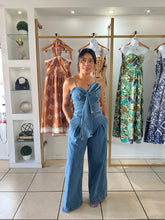 Load image into Gallery viewer, Bow Detail Denim Jumpsuit
