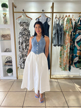 Load image into Gallery viewer, Gia Denim White Halter Midi Dress
