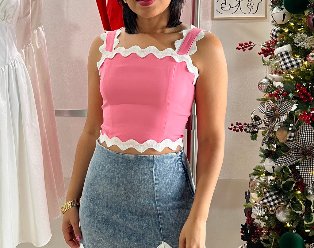 Pink ric rac crop top