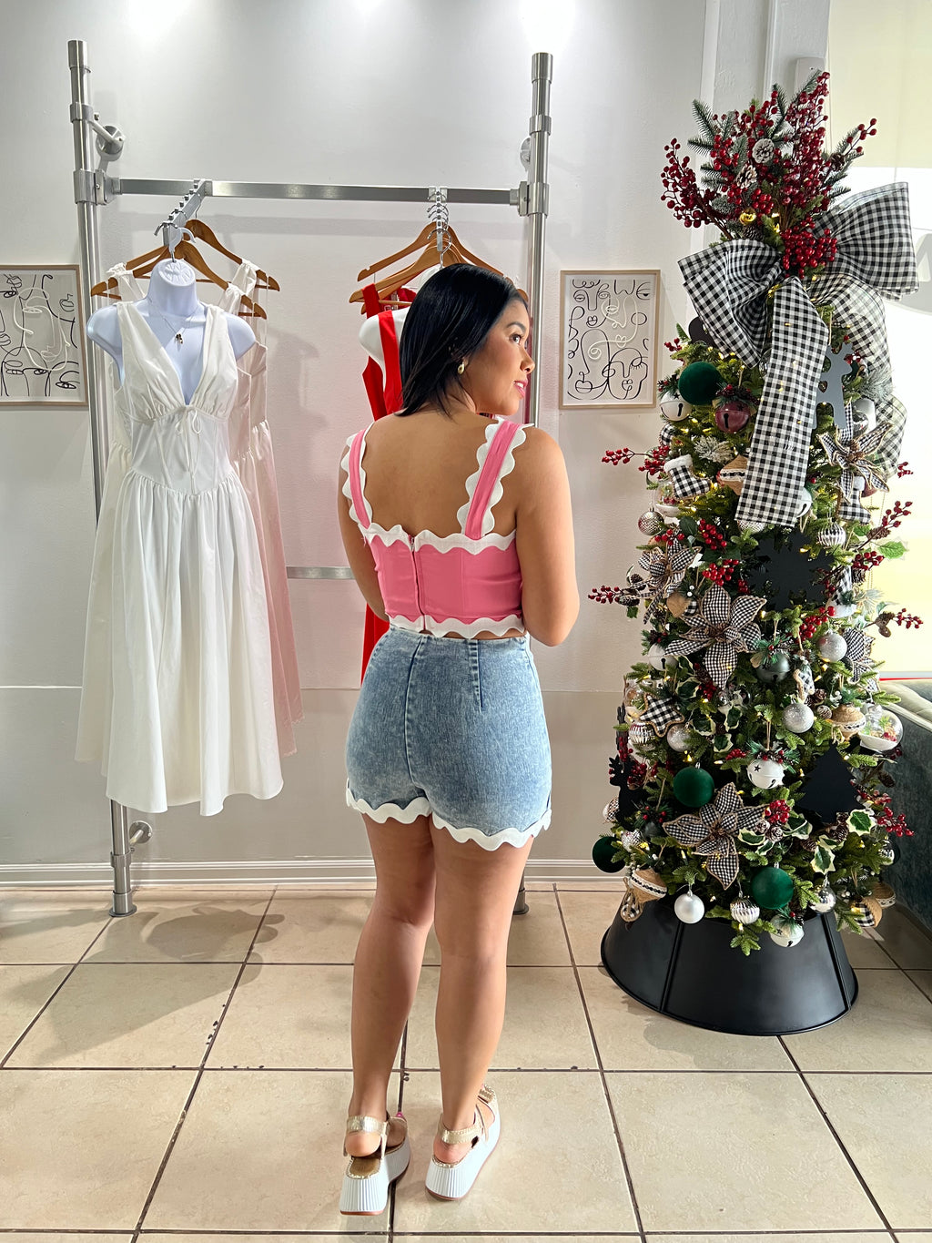 Pink ric rac crop top