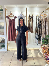 Load image into Gallery viewer, Black Lace Pocket Jumpsuit
