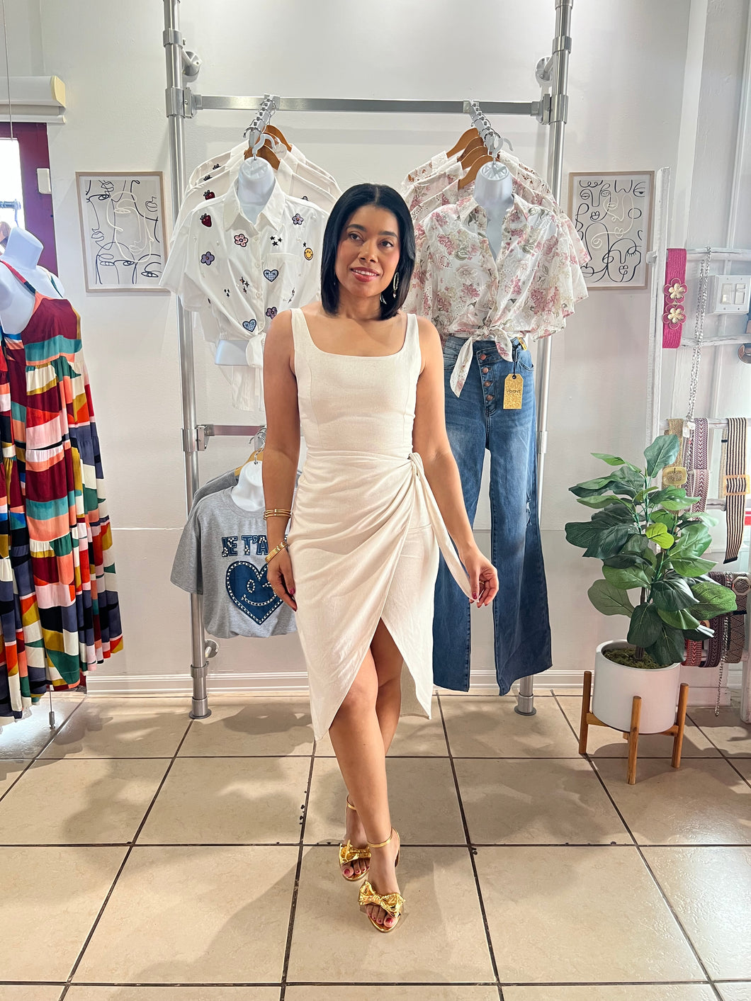 Oatmeal midi wrap dress