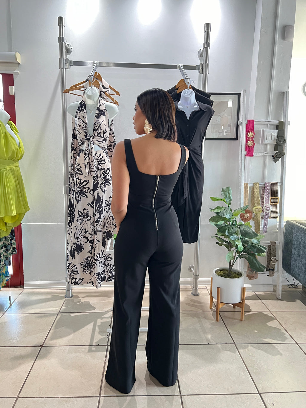 Black front cut out jumpsuit