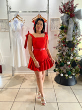 Load image into Gallery viewer, Red bubble hem mini dress

