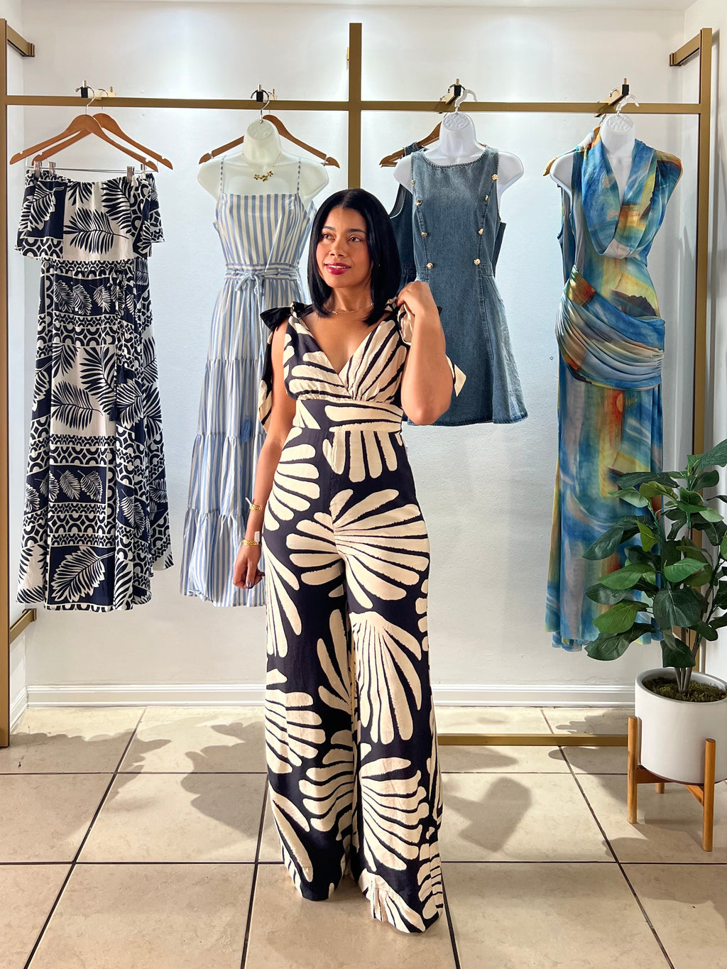 Black Ivory Print Jumpsuit