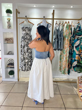 Load image into Gallery viewer, Gia Denim White Halter Midi Dress
