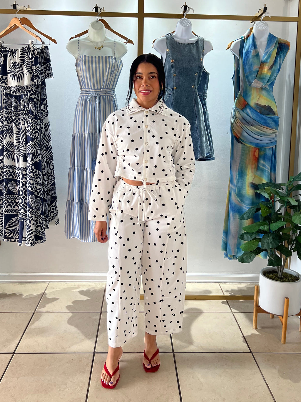 White Polka Dots Shirt & Barrel Pant