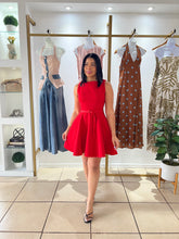 Load image into Gallery viewer, Red Self Belt Mini Dress
