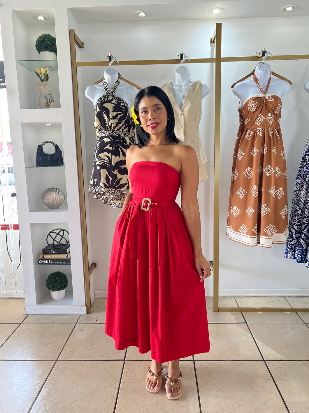 Red Kiss Midi Dress