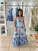 Load image into Gallery viewer, Blue White Flare Jumpsuit
