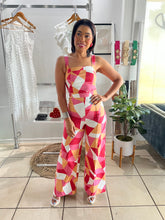 Load image into Gallery viewer, Pink red mosaic jumpsuit
