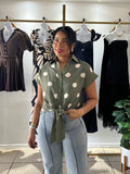 Olive Green Polka Dots Shirt