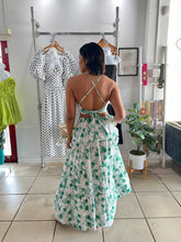 Load image into Gallery viewer, Green flowers maxi skirt set
