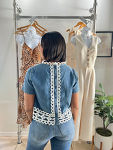 Load image into Gallery viewer, Lace denim detail shirt
