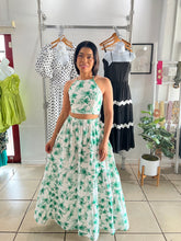 Load image into Gallery viewer, Green flowers maxi skirt set
