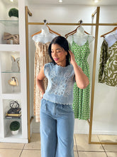 Load image into Gallery viewer, Light Denim Embroidery Top
