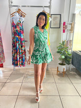 Load image into Gallery viewer, Green white romper
