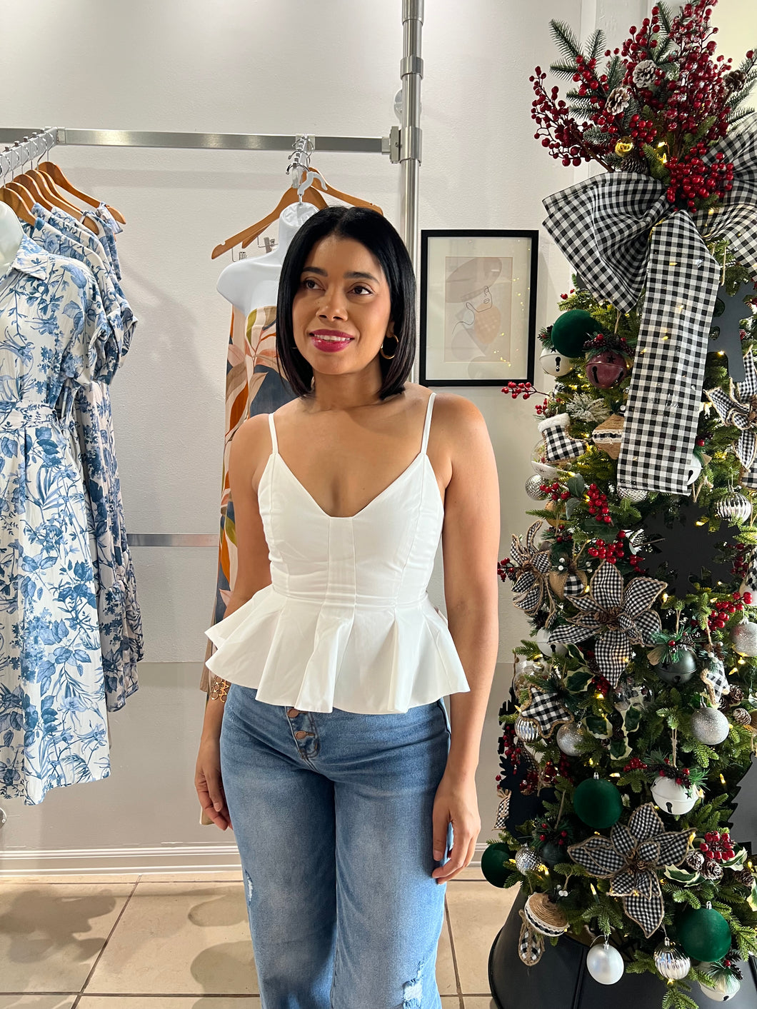 Off white peplum top