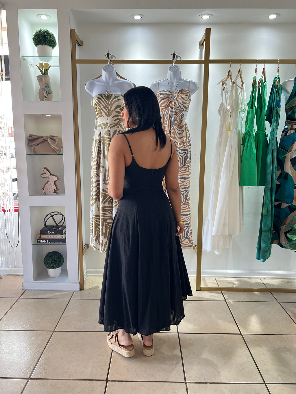Black Texture Midi Dress