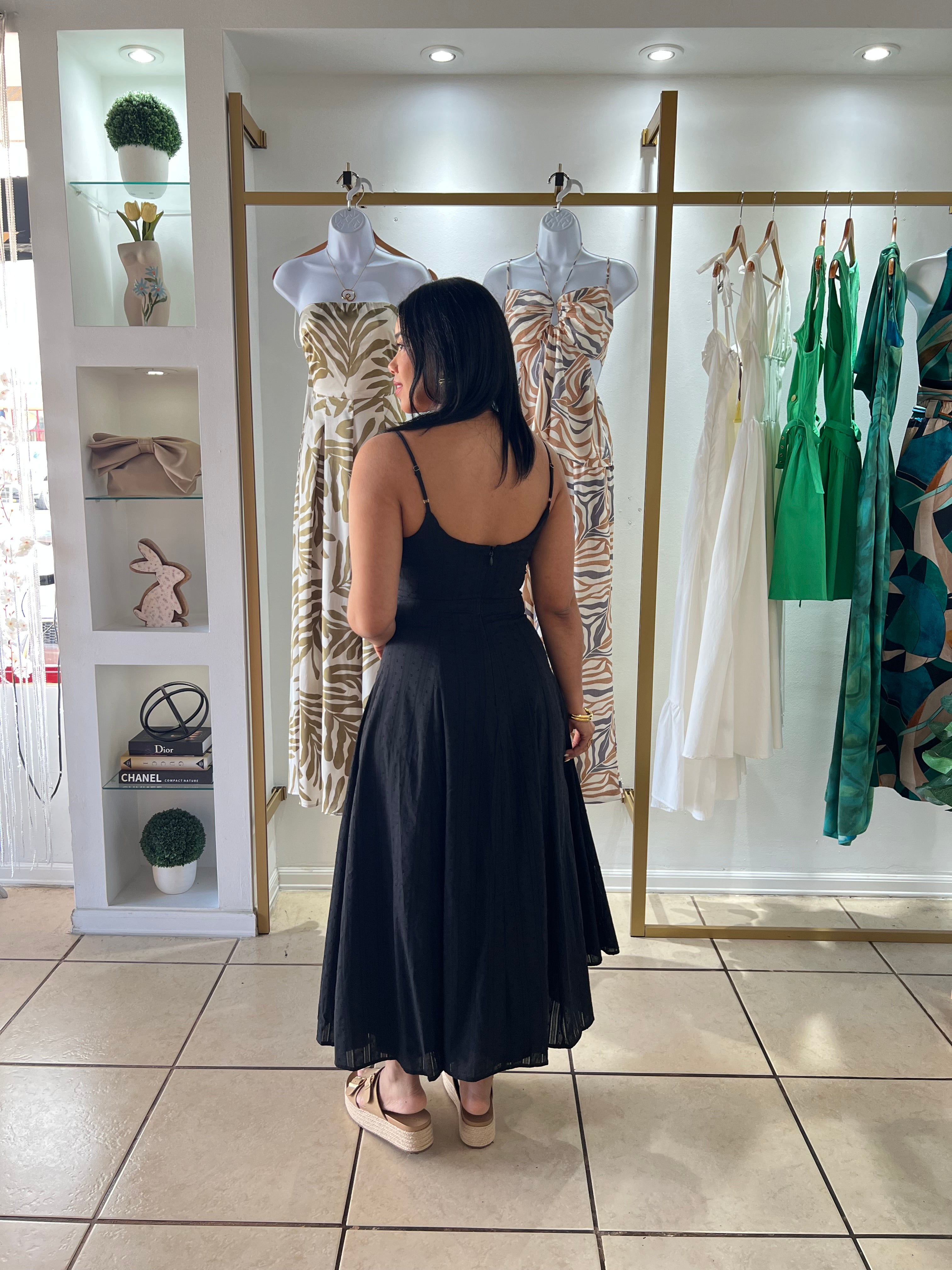Black Texture Midi Dress