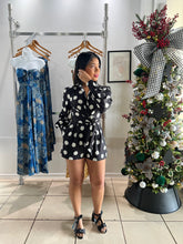 Load image into Gallery viewer, Black ivory polka dots romper

