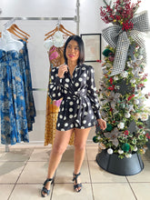 Load image into Gallery viewer, Black ivory polka dots romper
