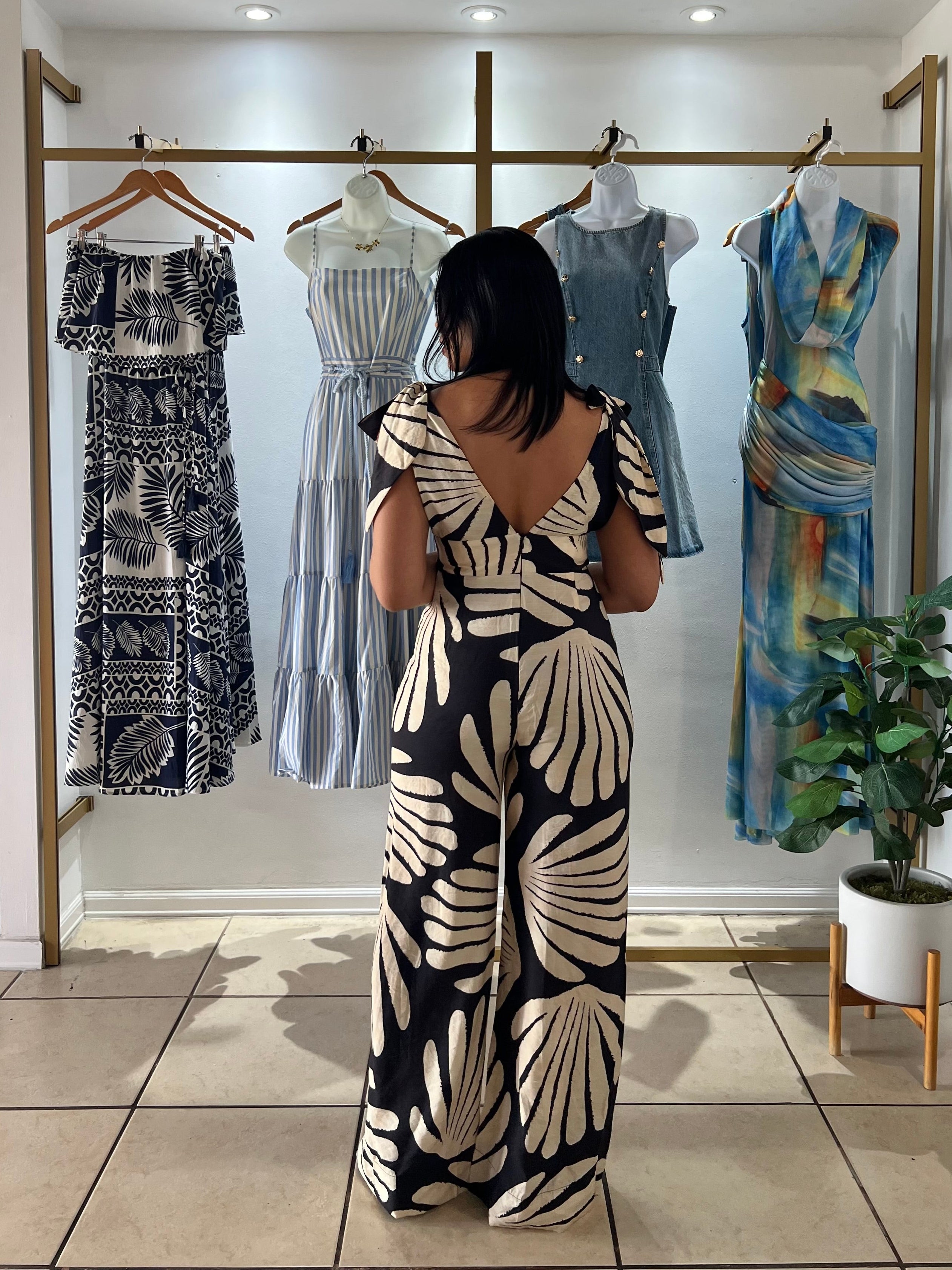 Black Ivory Print Jumpsuit