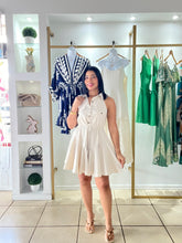 Load image into Gallery viewer, Zoe Oatmeal Tie Front Mini Dress
