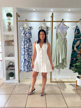 Load image into Gallery viewer, Off White Pleat Detail Mini Dress
