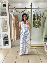 Load image into Gallery viewer, Blue Abstract Print Vest &amp; Pant Set
