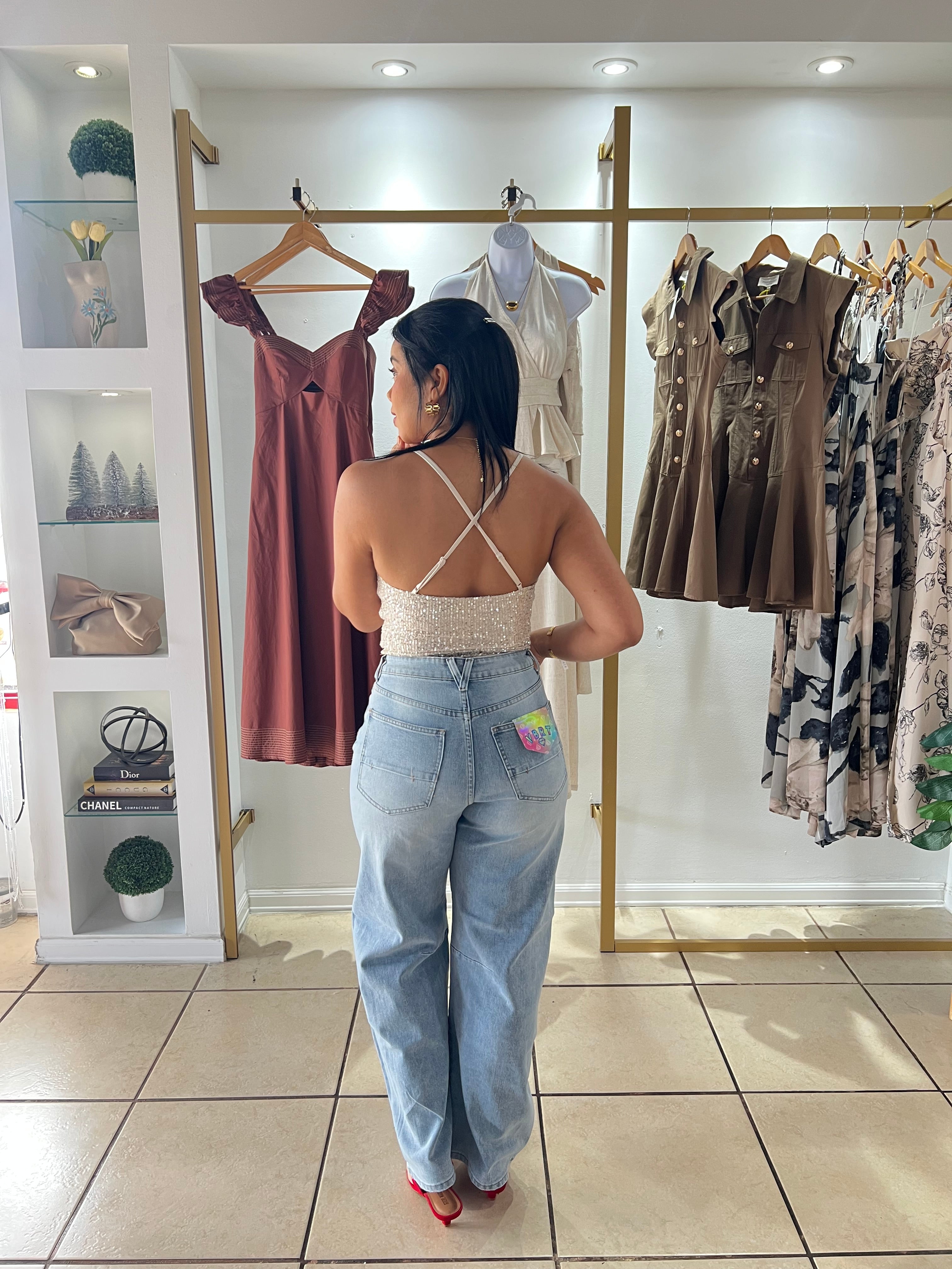 Champagne Sequin Top