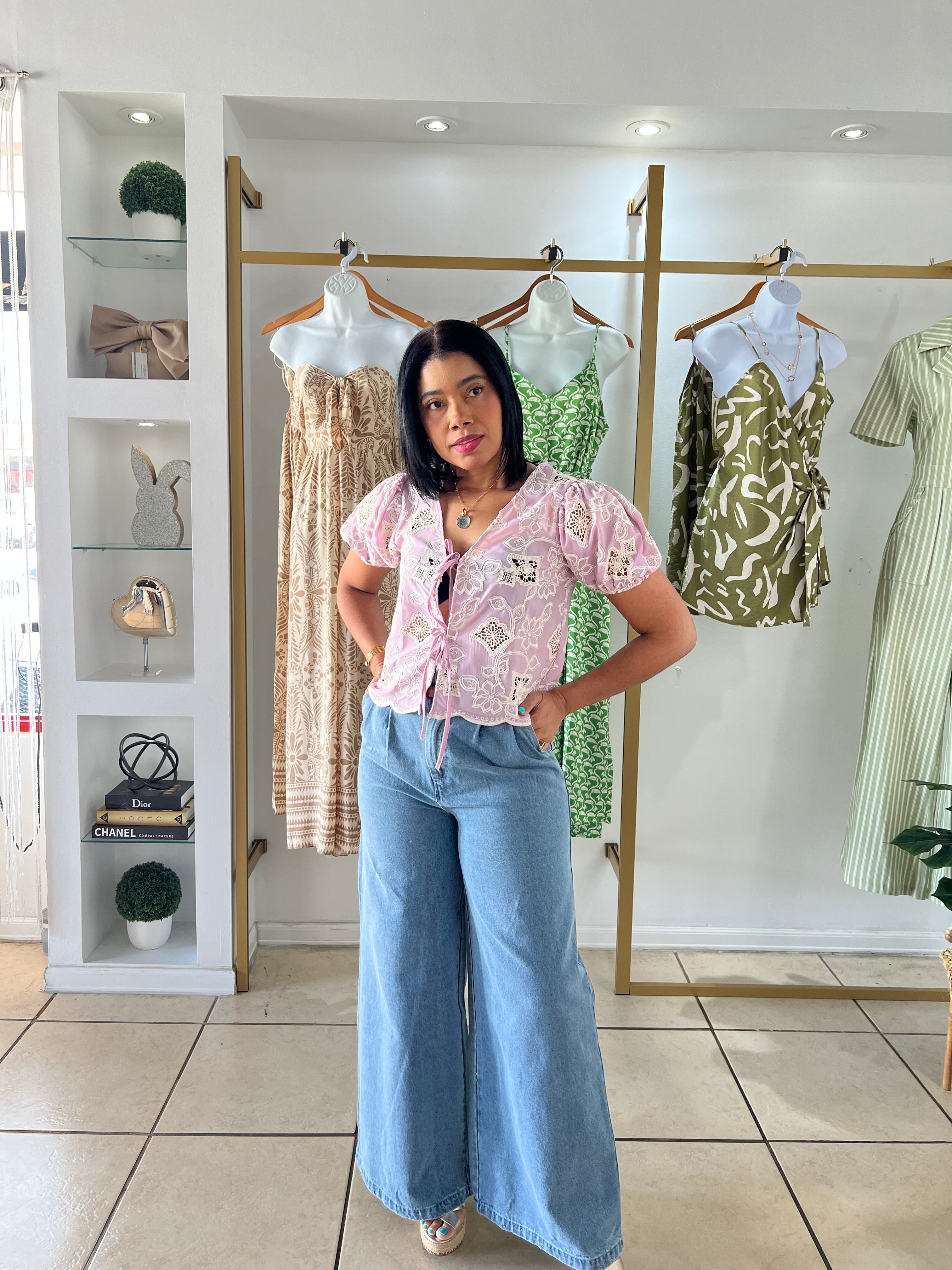 Sweet Pink Embroidery Top