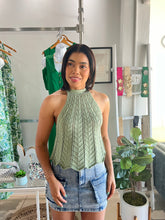 Load image into Gallery viewer, LT Olive crochet top
