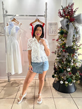 Load image into Gallery viewer, Acid denim wrap skort
