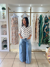 Load image into Gallery viewer, White Polka Dots 3Q Shirt
